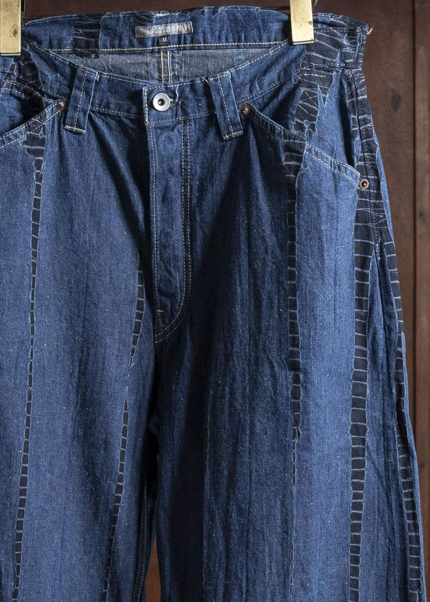 SUZUSAN 5047C-020 Cotton Denim Loose Fit Pants 1098 Black - Indigo