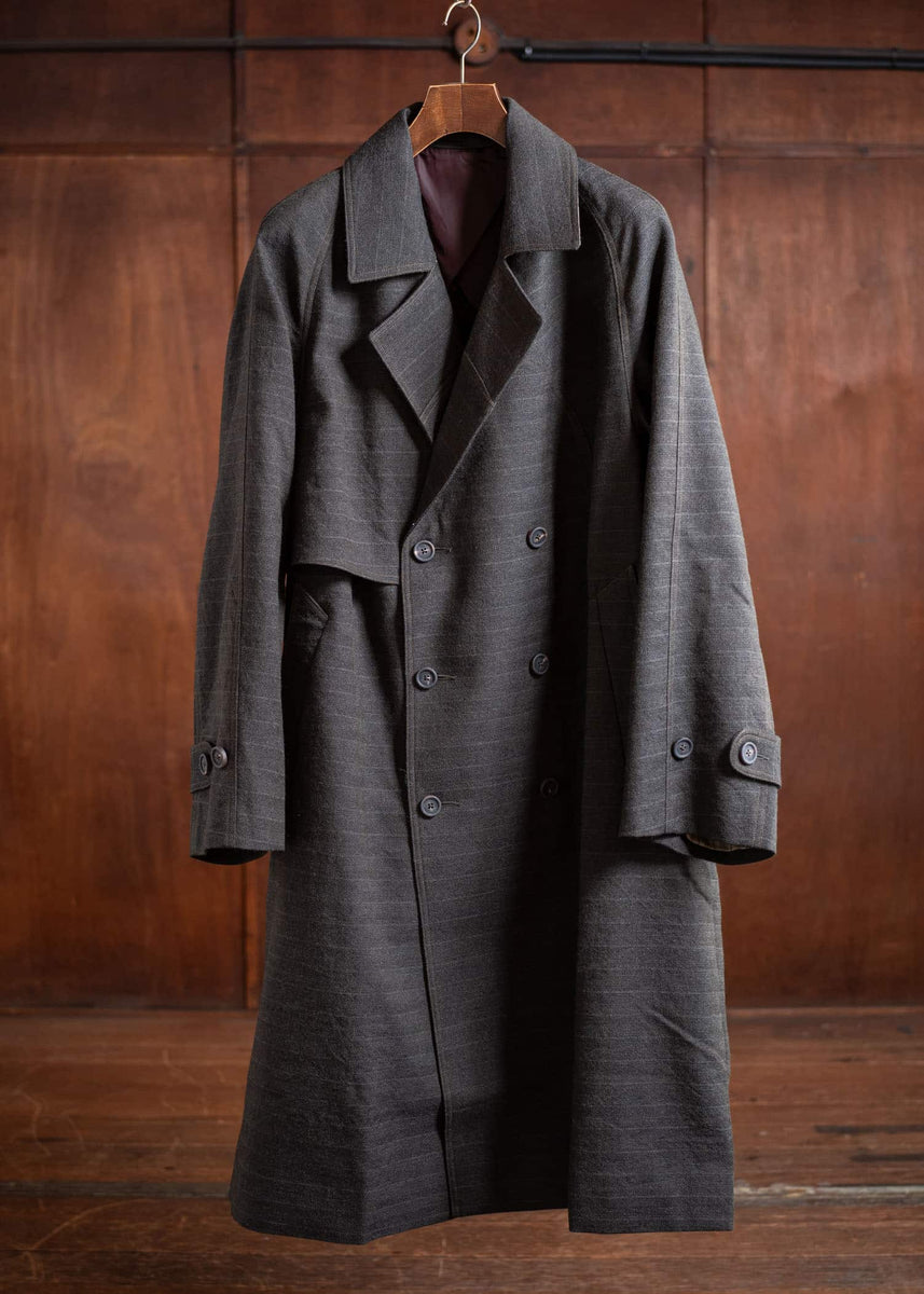 ZIGGY CHEN Double Breasted Trench Coat Khaki Gray 0M2501101 