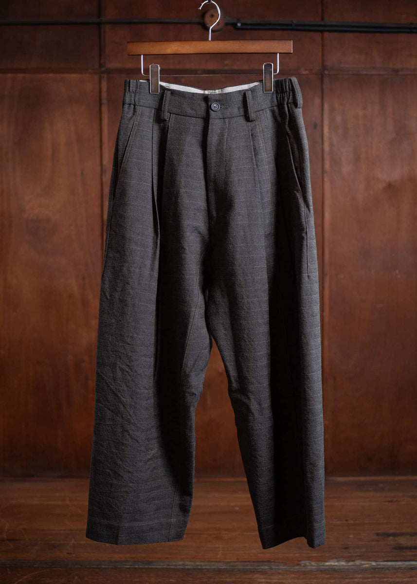ZIGGY CHEN Drop Crotch Wide-Leg Trousers Khaki Gray 0M2500503