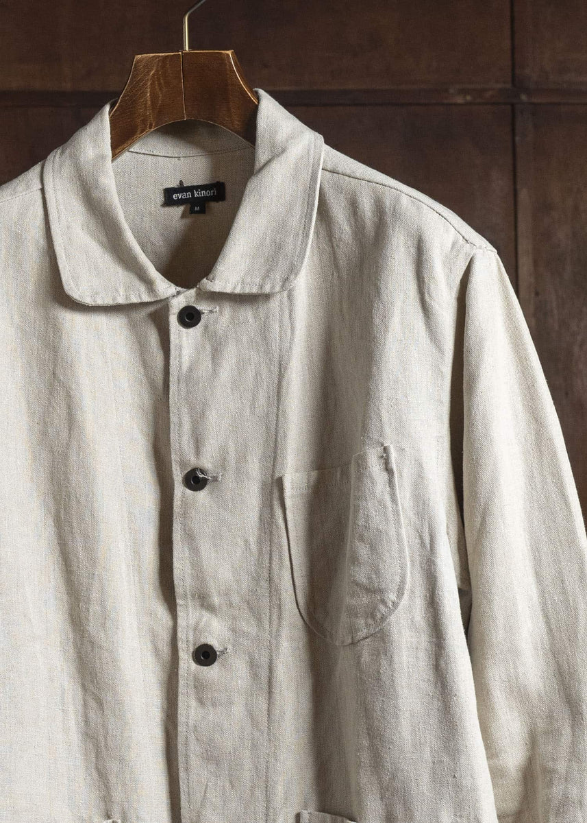 evan kinori ジャケット　エヴァンキノリ　1LDK ヘンプ　アウター Zip Jacket - Wool Herringbone Check, Dark Olive/Charcoal – evan kinori