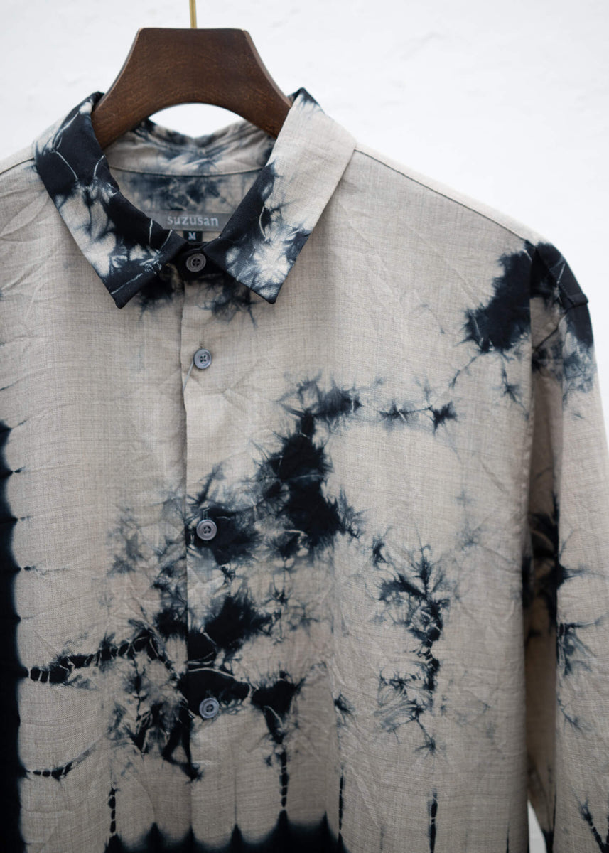 SUZUSAN context 別注 summer wool shirt Black / Ecru – VISION OF