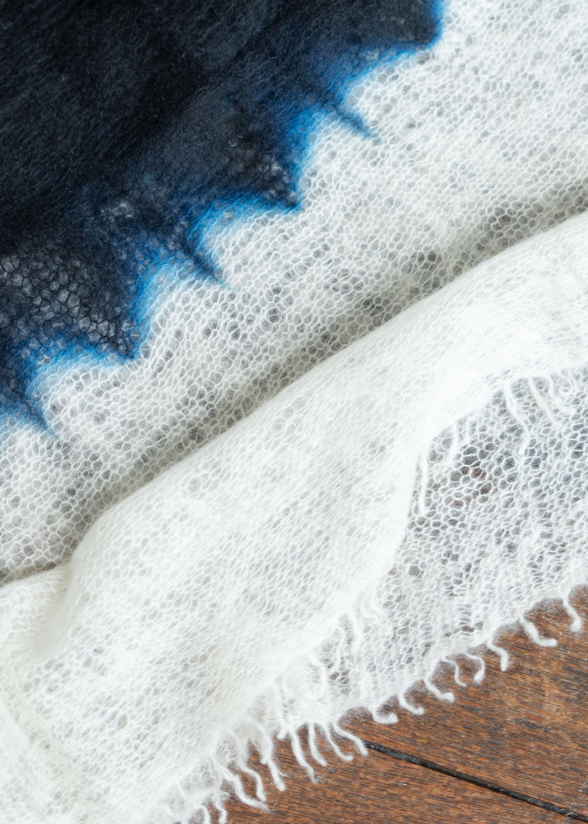 SUZUSAN Cashmere Fringed Kn It Shawl Blac KX Natural White 0038K