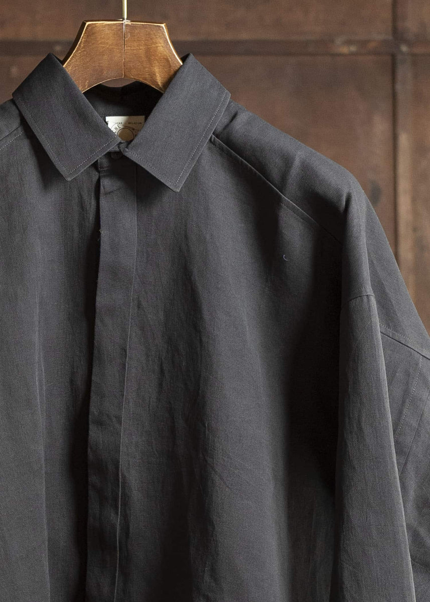 JAN-JAN VAN ESSCHE SHIRT#106-COTTON DOUBLE CLOTH DEEP BROWN