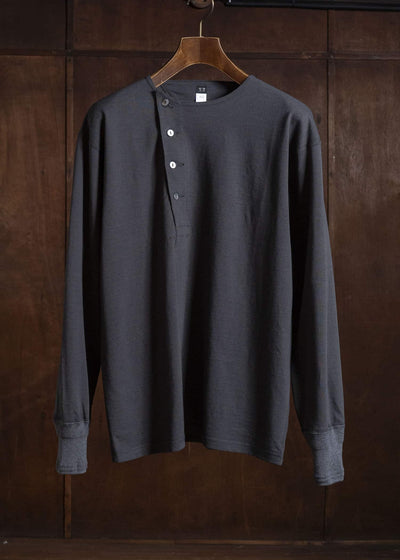 Taiga Takahashi Lot.618 Side Henley Neck Shirt CHARCOAL