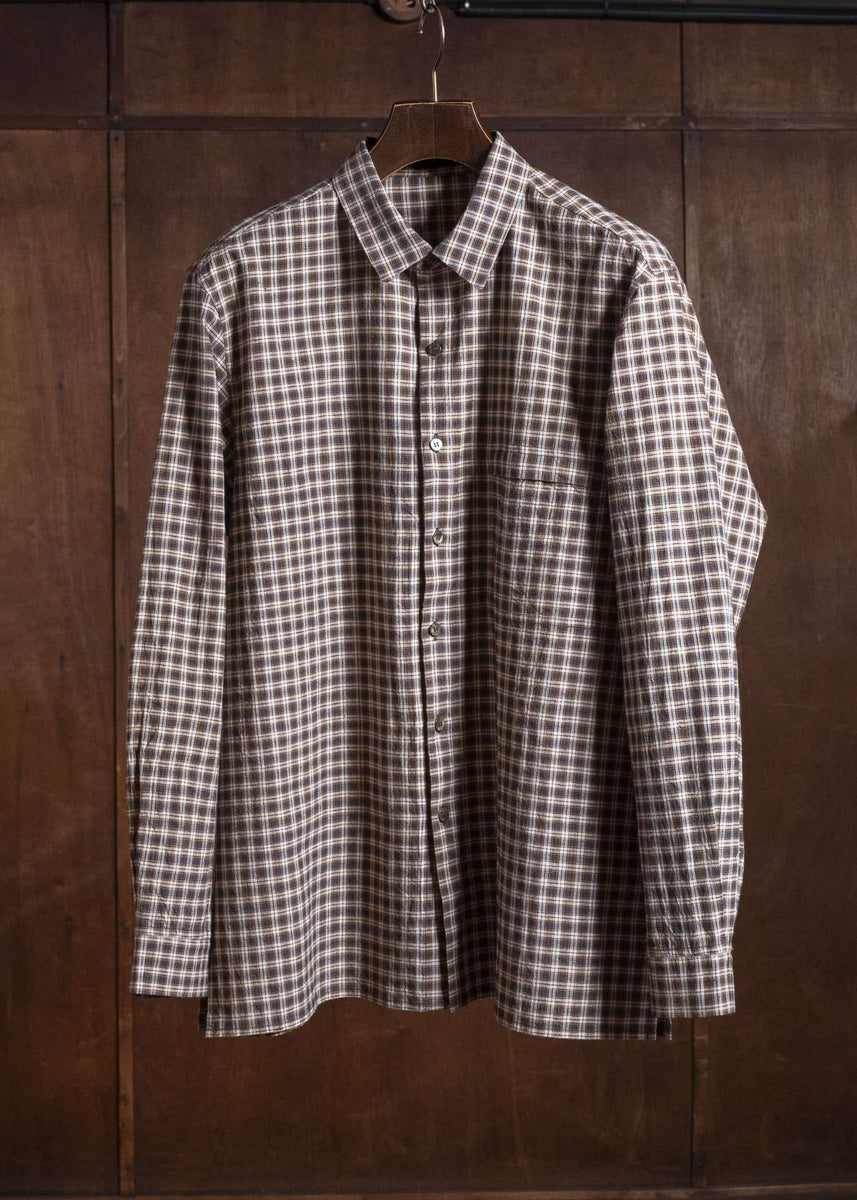 Jurgen Lehl カーディガン Jurgen Lehl Checked Cardigan Shirt J0561FBM293 Brown Check