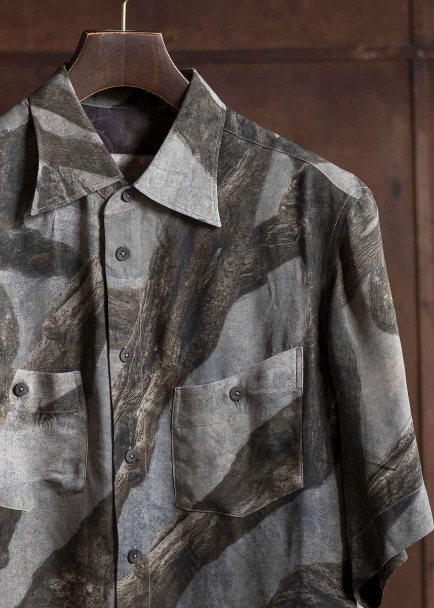 ZIGGY CHEN 0M2510707 Digital Print Short Sleeve Shirt GRAY X OLIVE