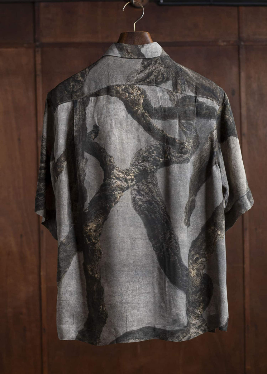 ZIGGY CHEN 0M2510707 Digital Print Short Sleeve Shirt GRAY X OLIVE