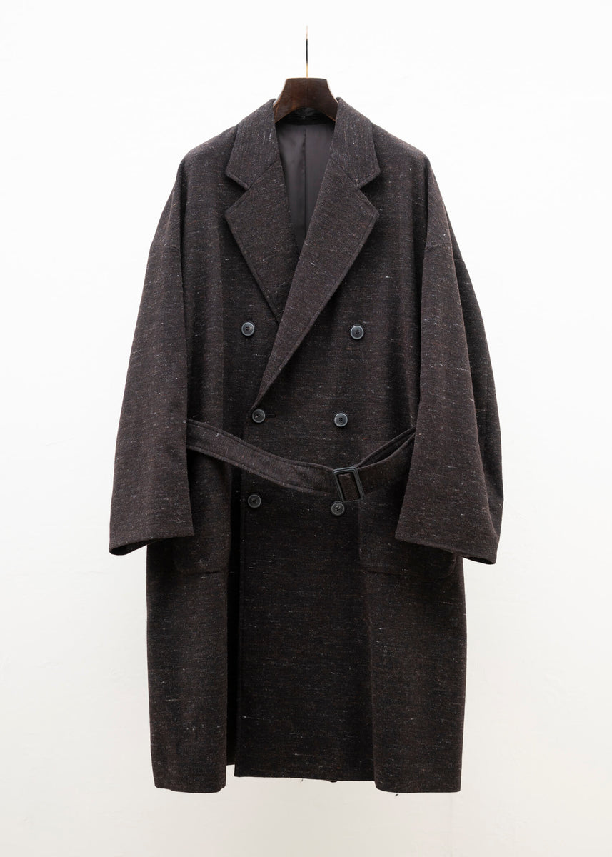 YOKO SAKAMOTO TWEED DOUBLE BREASTED COAT / BROWN – VISION OF FASHION