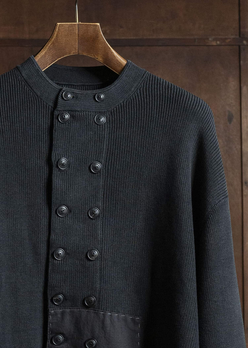Professor.E DOUBLED BREASTED AGED KNIT BLACK 25FW-PE-KT-02