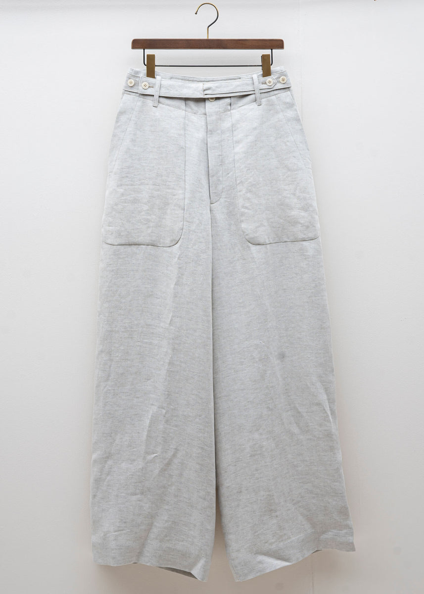 HED MAYNER / BELTED PANT / ECRU HERRINGBONE LINEN – VISION OF FASHION
