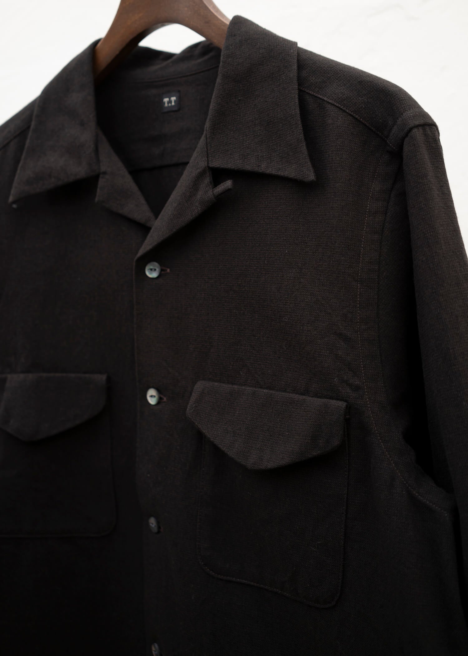 Taiga Takahashi Lot.101 Open Collar Shirt / BROWN BLACK