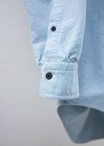 ZIIIN """"""KAFKA""""""""""""""""""""""""""""""""" STAND COLLAR GATHER SHIRT / INDIGO