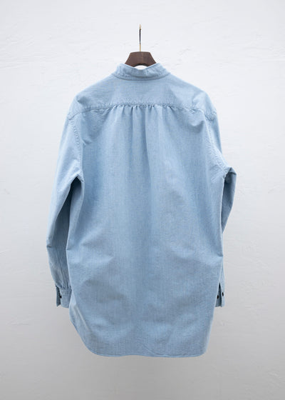 ZIIIN """"""KAFKA""""""""""""""""""""""""""""""""" STAND COLLAR GATHER SHIRT / INDIGO