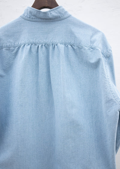 ZIIIN """"""KAFKA""""""""""""""""""""""""""""""""" STAND COLLAR GATHER SHIRT / INDIGO
