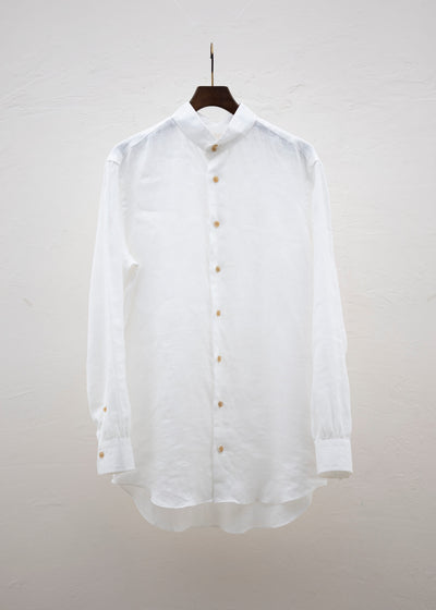 ZIIIN KAFKA STAND COLLAR GATHER SHIRT / WHITE