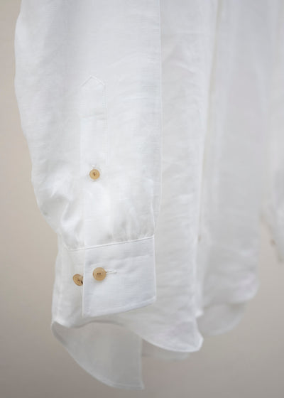ZIIIN KAFKA STAND COLLAR GATHER SHIRT / WHITE