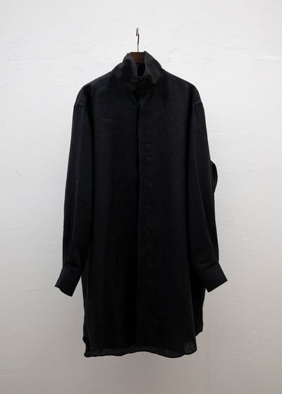 "OSCAR" HIGH NECK COLLAR SHIRT / BLACK