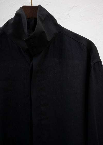 "OSCAR" HIGH NECK COLLAR SHIRT / BLACK