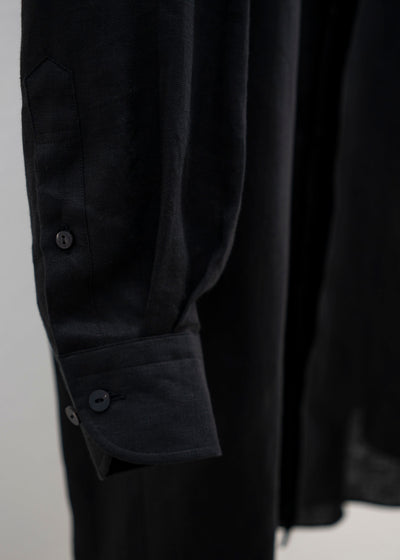 "OSCAR" HIGH NECK COLLAR SHIRT / BLACK