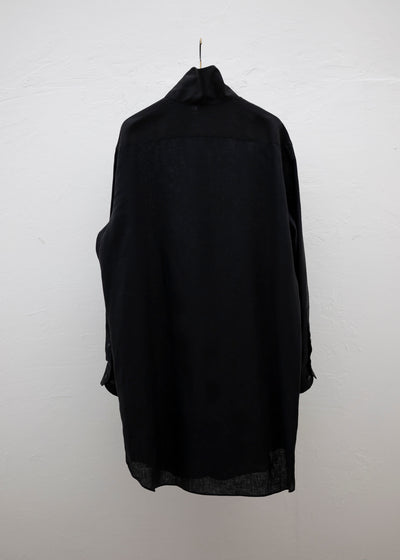 "OSCAR" HIGH NECK COLLAR SHIRT / BLACK