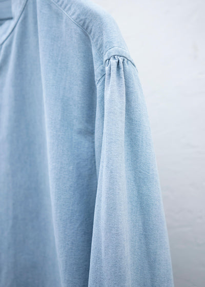 ZIIIN """"""KAFKA""""""""""""""""""""""""""""""""" STAND COLLAR GATHER SHIRT / INDIGO