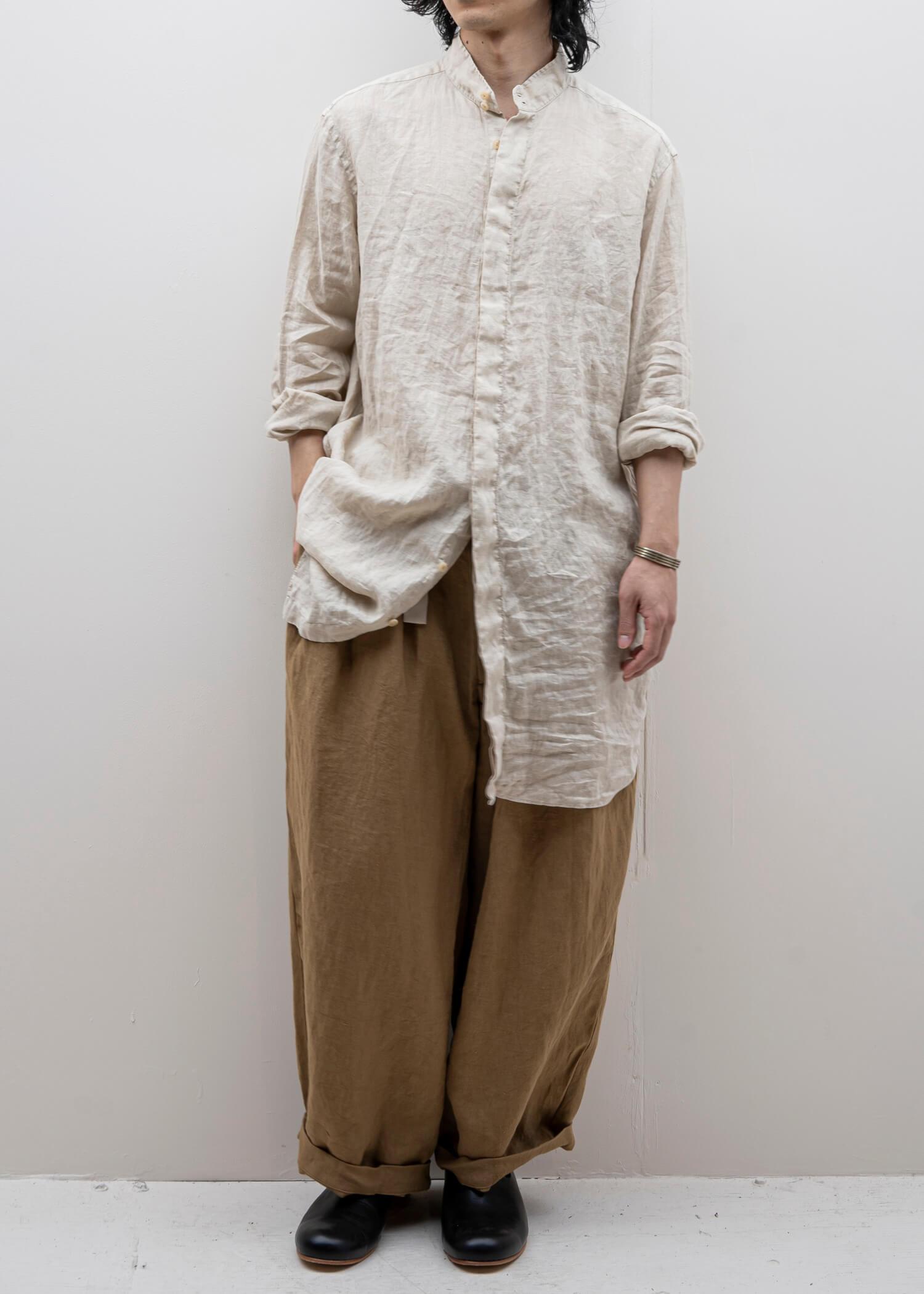 ""ANGO"" LONG LINEN SHIRT / BLACK