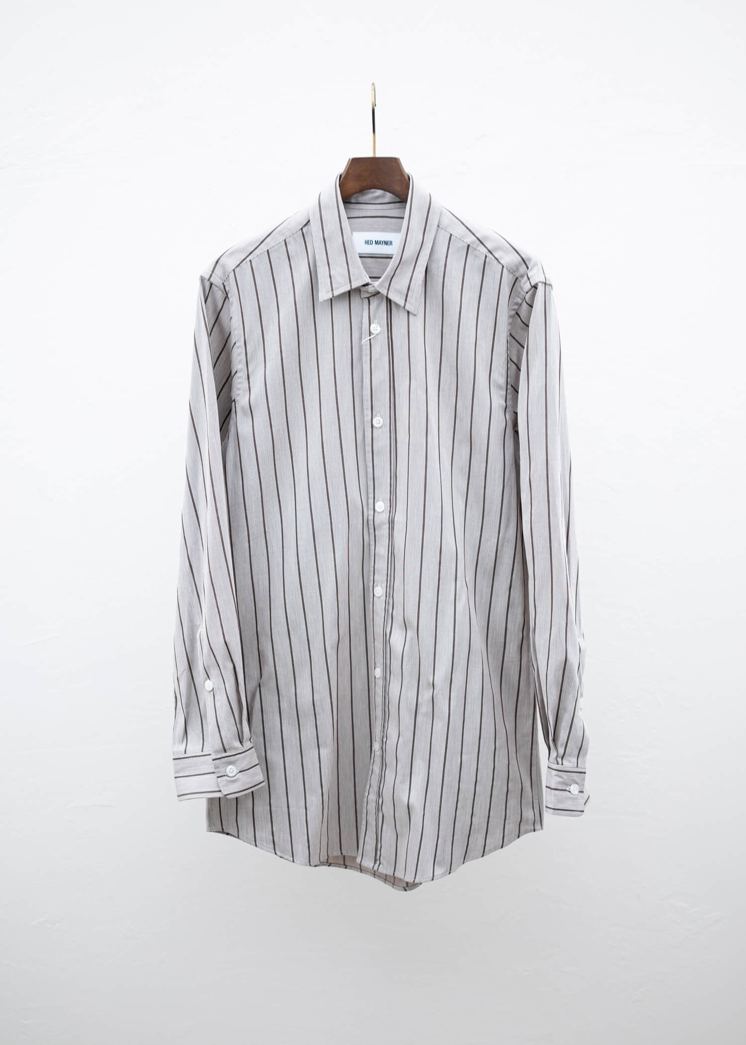 HED MAYNER BUTTONED-DOWN SHIRT BROWN PINSTRIPES