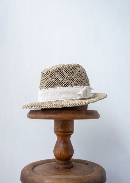 SCHA "CR-D" Chicago M straw hat double layered brim / Natural ecru