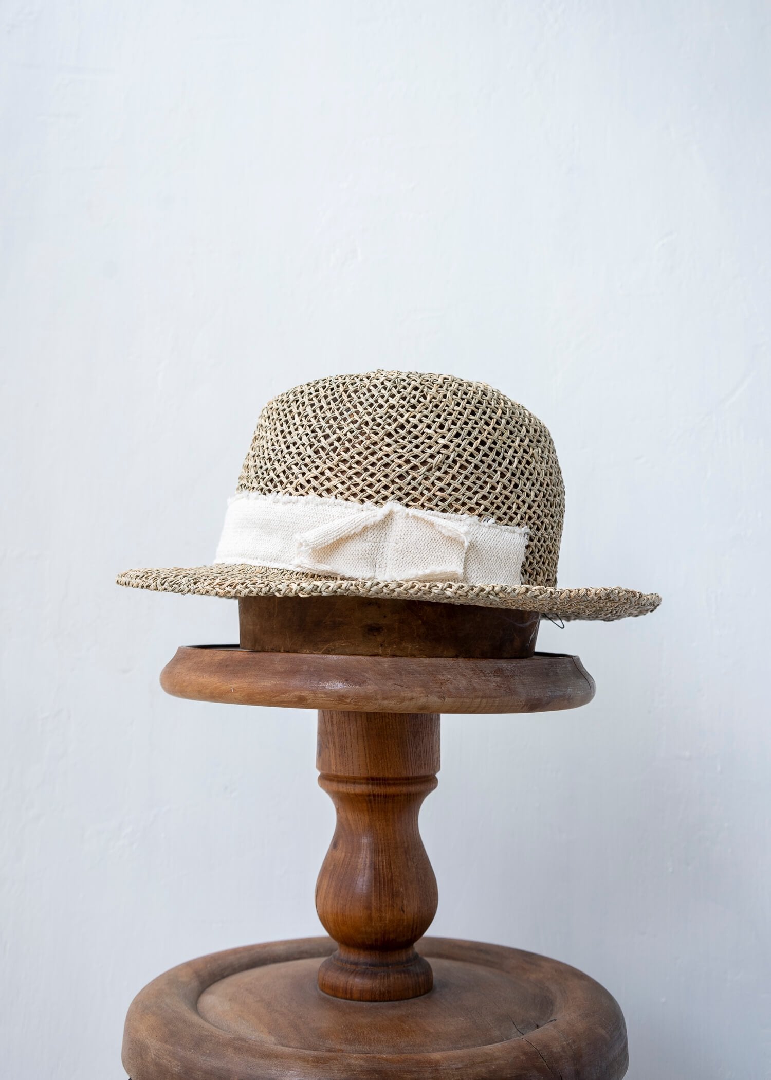 SCHA "CR-D" Chicago M straw hat double layered brim / Natural ecru