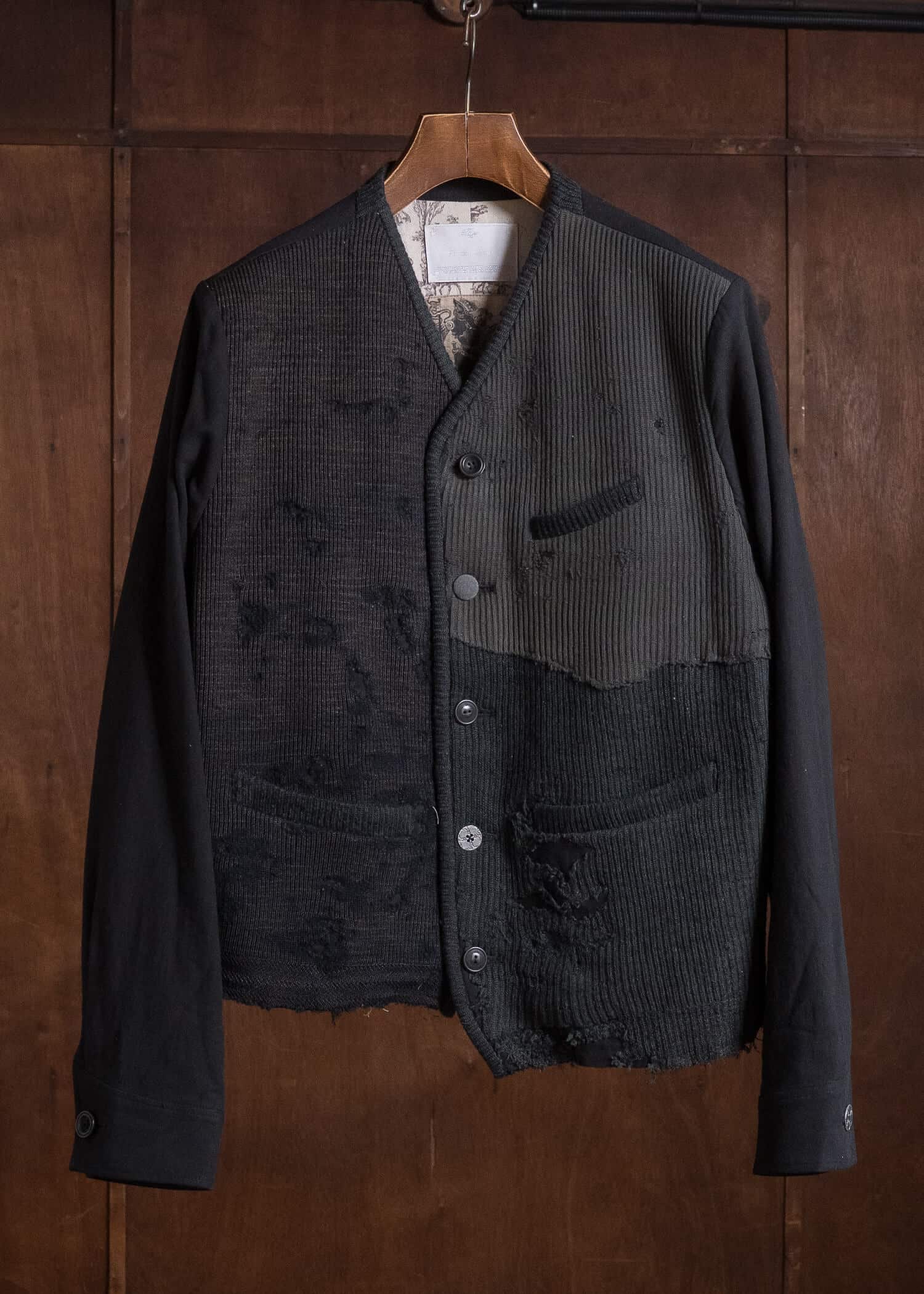 Professor.E HERITAGE REWORKED KNIT FARMER JKT BLACK 26FW-FM-JKT-02