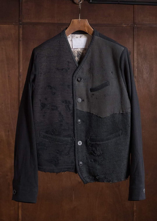 Professor.E HERITAGE REWORKED KNIT FARMER JKT BLACK 26FW-FM-JKT-02