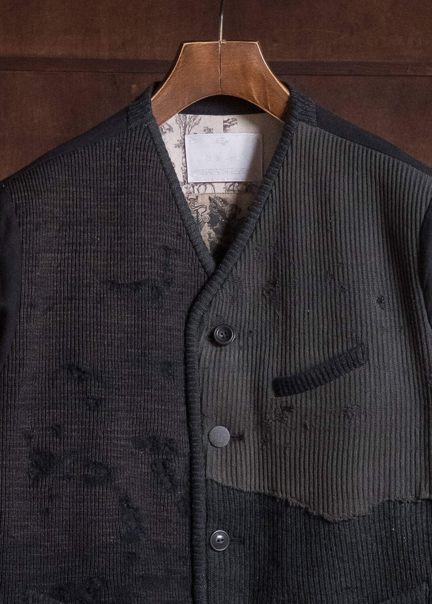 Professor.E HERITAGE REWORKED KNIT FARMER JKT BLACK 26FW-FM-JKT-02