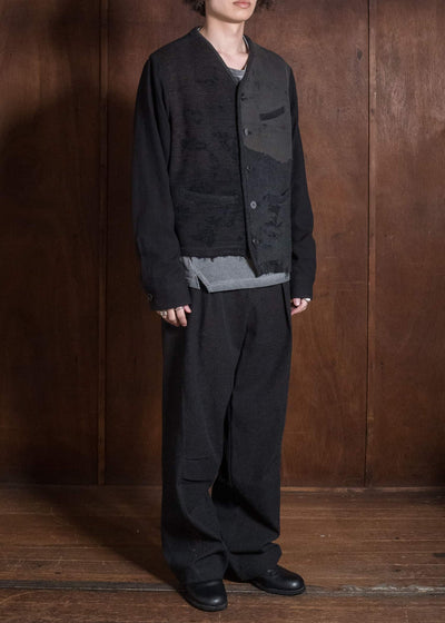 Professor.E HERITAGE REWORKED KNIT FARMER JKT BLACK 26FW-FM-JKT-02