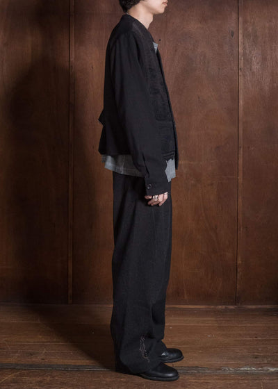 Professor.E HERITAGE REWORKED KNIT FARMER JKT BLACK 26FW-FM-JKT-02