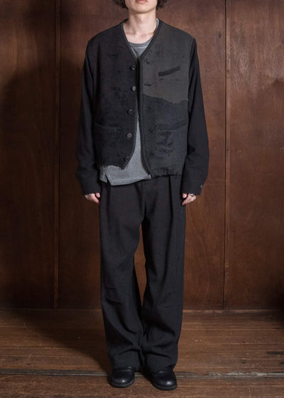 Professor.E HERITAGE REWORKED KNIT FARMER JKT BLACK 26FW-FM-JKT-02