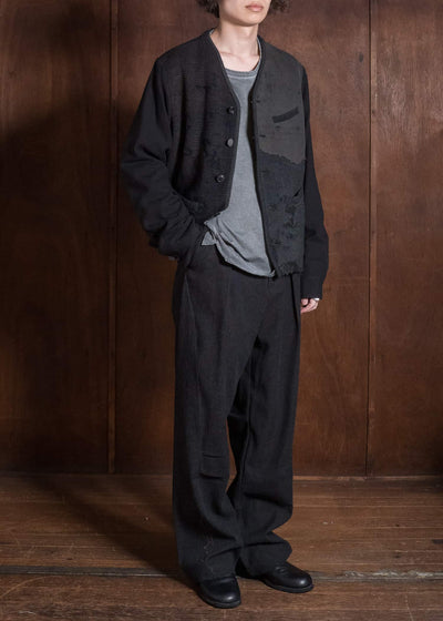Professor.E HERITAGE REWORKED KNIT FARMER JKT BLACK 26FW-FM-JKT-02