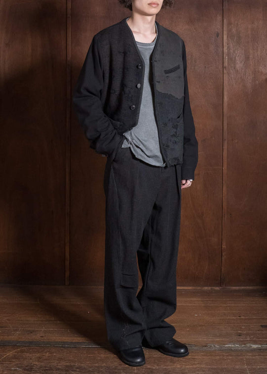 Professor.E HERITAGE REWORKED KNIT FARMER JKT BLACK 26FW-FM-JKT-02