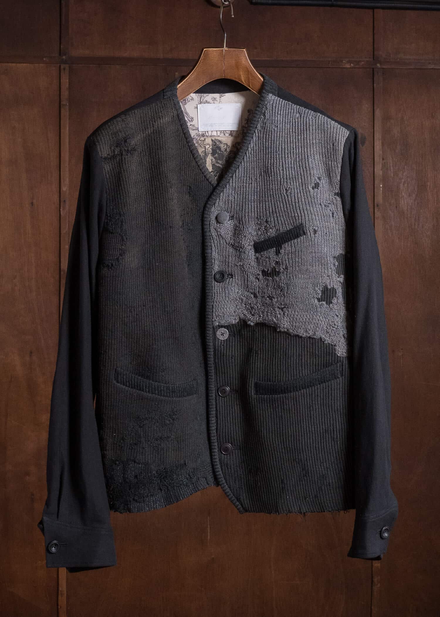 Professor.E HERITAGE REWORKED KNIT FARMER JKT BLACK 26FW-FM-JKT-02