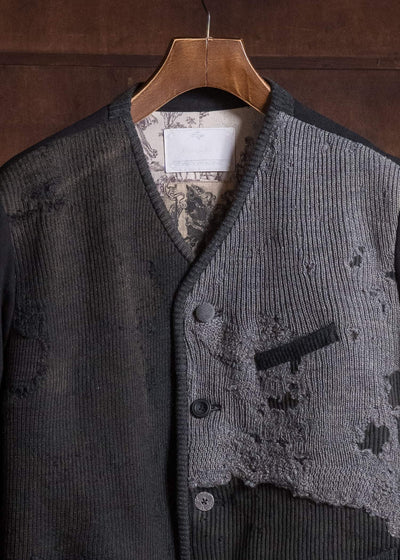 Professor.E HERITAGE REWORKED KNIT FARMER JKT BLACK 26FW-FM-JKT-02