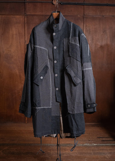 Professor.E HAND-TATTERED EDGES PARKA GREY 26FW-FM-LC-02