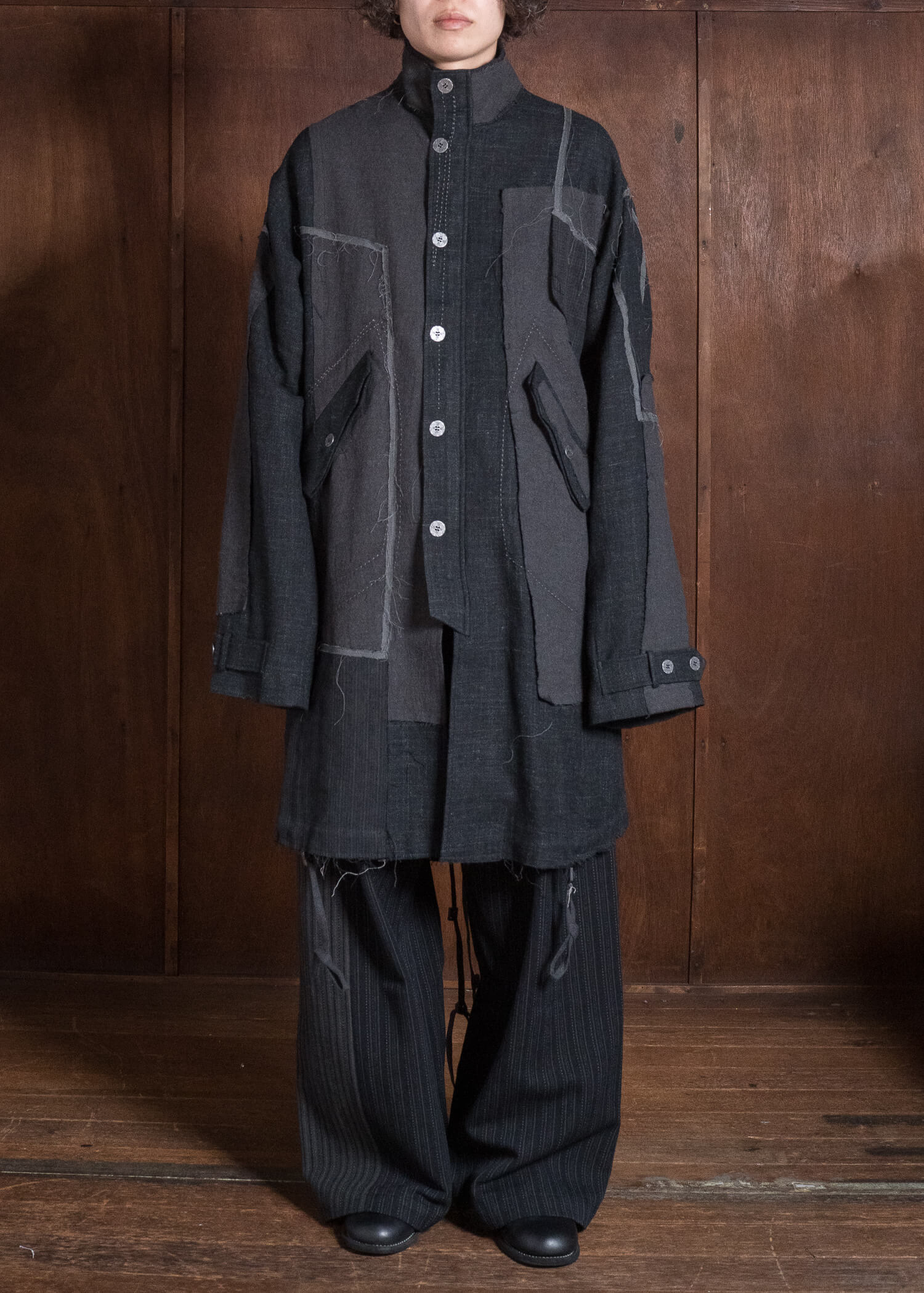 Professor.E HAND-TATTERED EDGES PARKA GREY 26FW-FM-LC-02