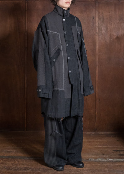 Professor.E HAND-TATTERED EDGES PARKA GREY 26FW-FM-LC-02