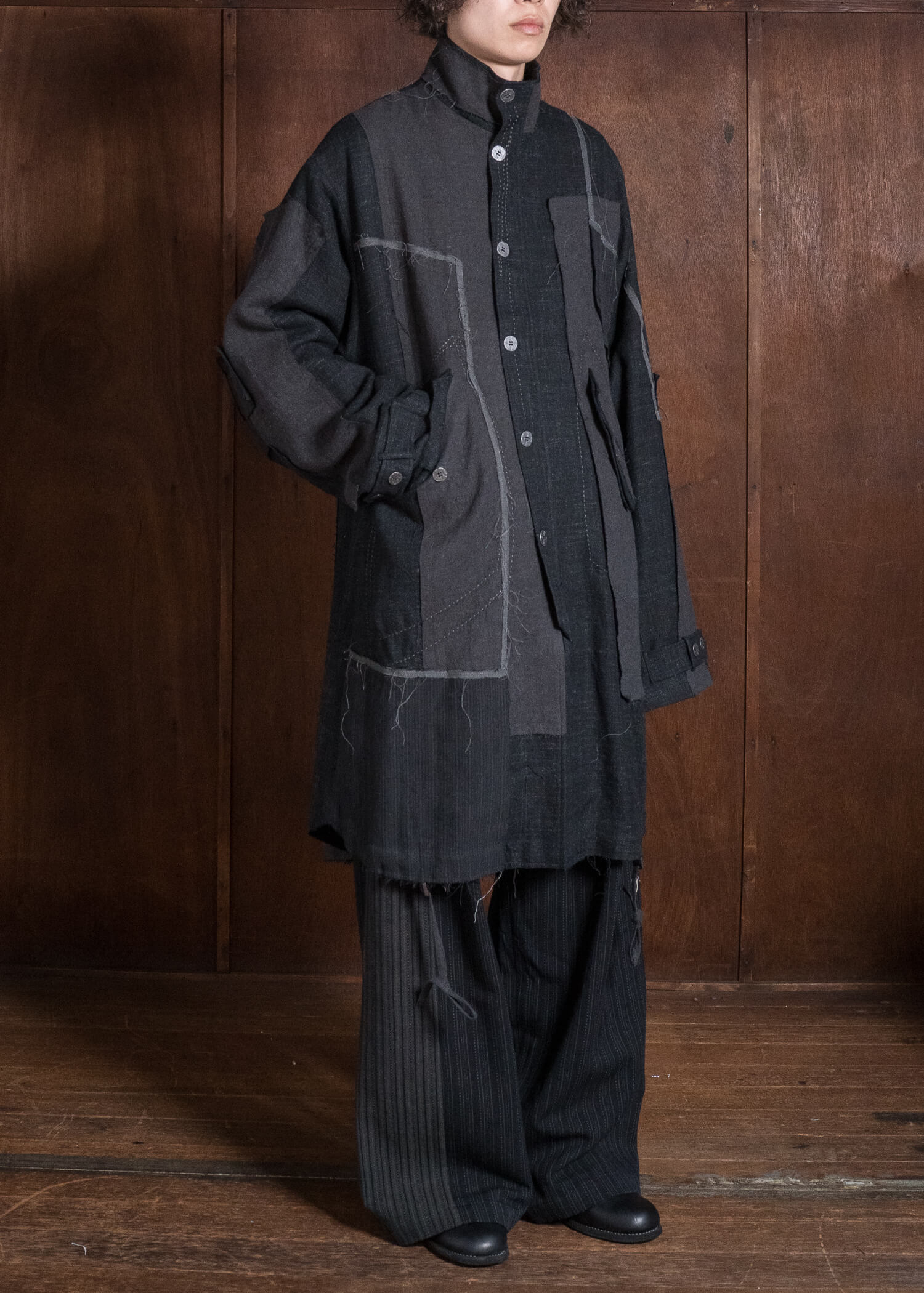Professor.E HAND-TATTERED EDGES PARKA GREY 26FW-FM-LC-02