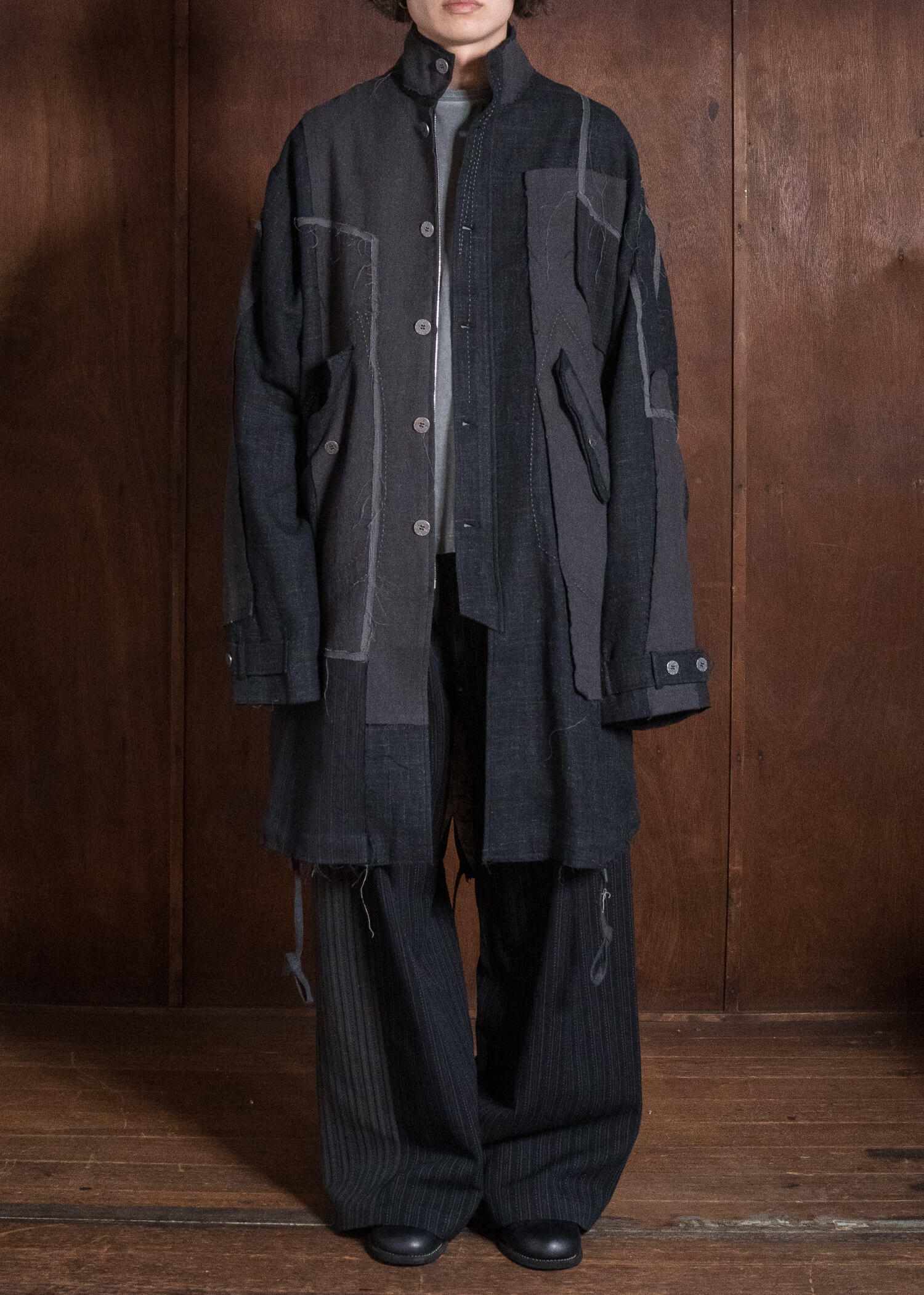 Professor.E HAND-TATTERED EDGES PARKA GREY 26FW-FM-LC-02