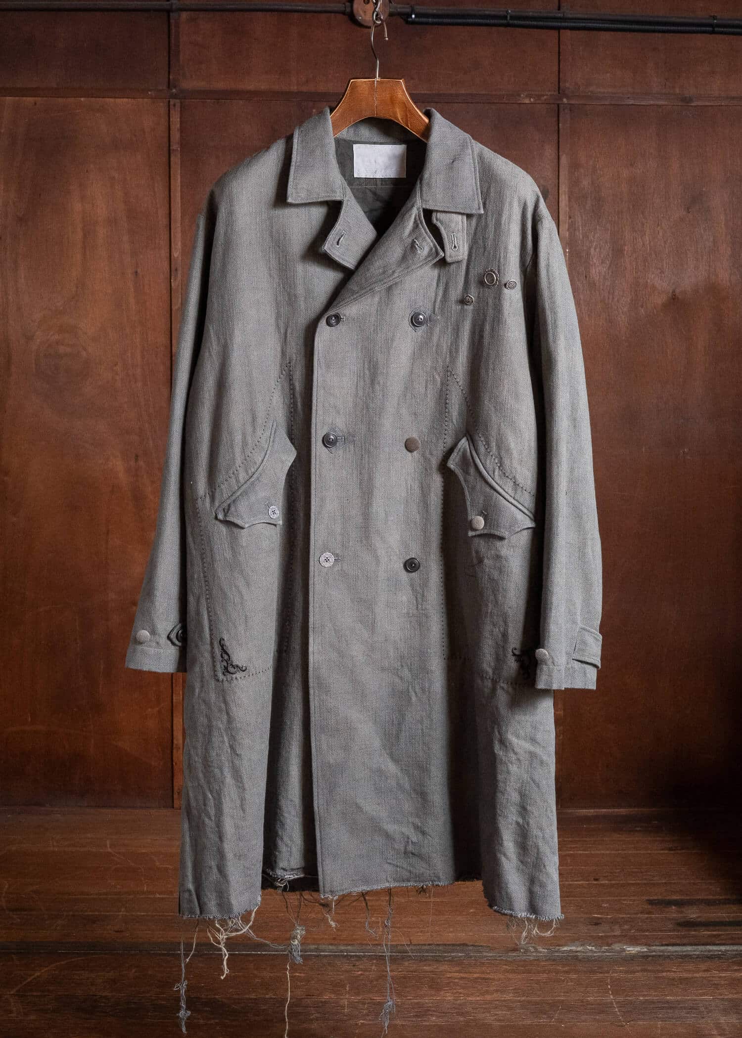 Professor.E DOUBLE BREASTED LONG COAT NATURAL DYED GREY 26FW-FM-LC-03