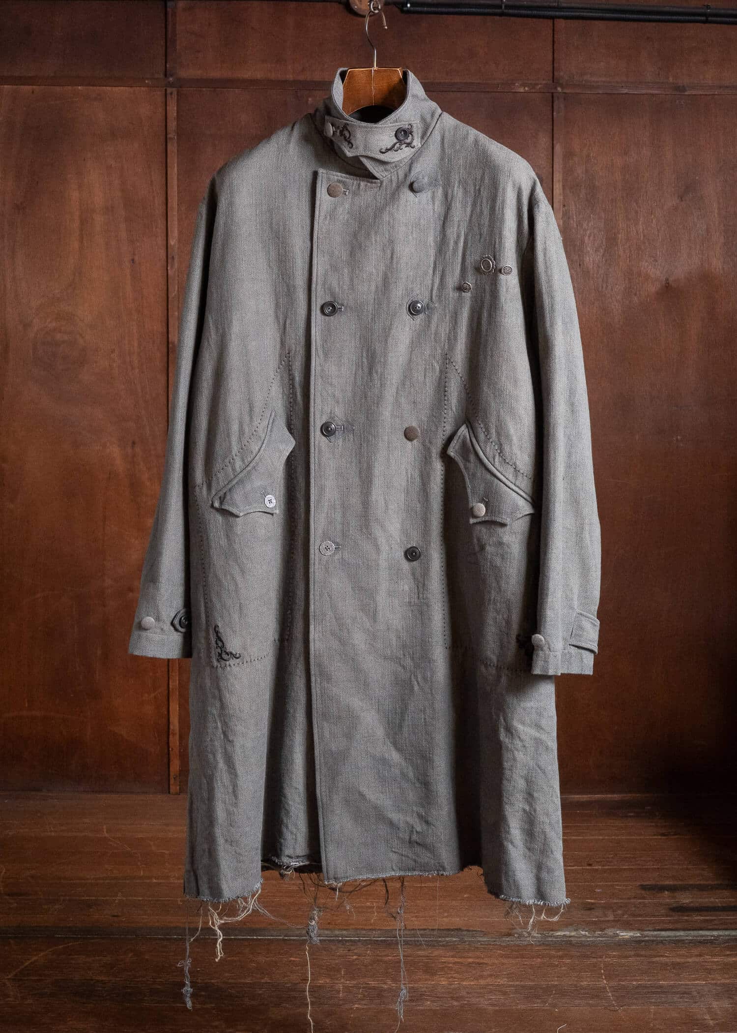 Professor.E DOUBLE BREASTED LONG COAT NATURAL DYED GREY 26FW-FM-LC-03