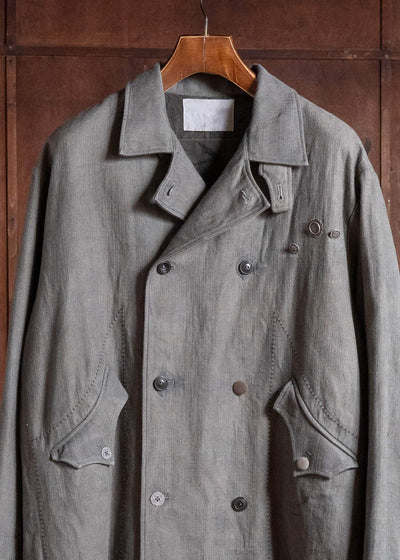 Professor.E DOUBLE BREASTED LONG COAT NATURAL DYED GREY 26FW-FM-LC-03