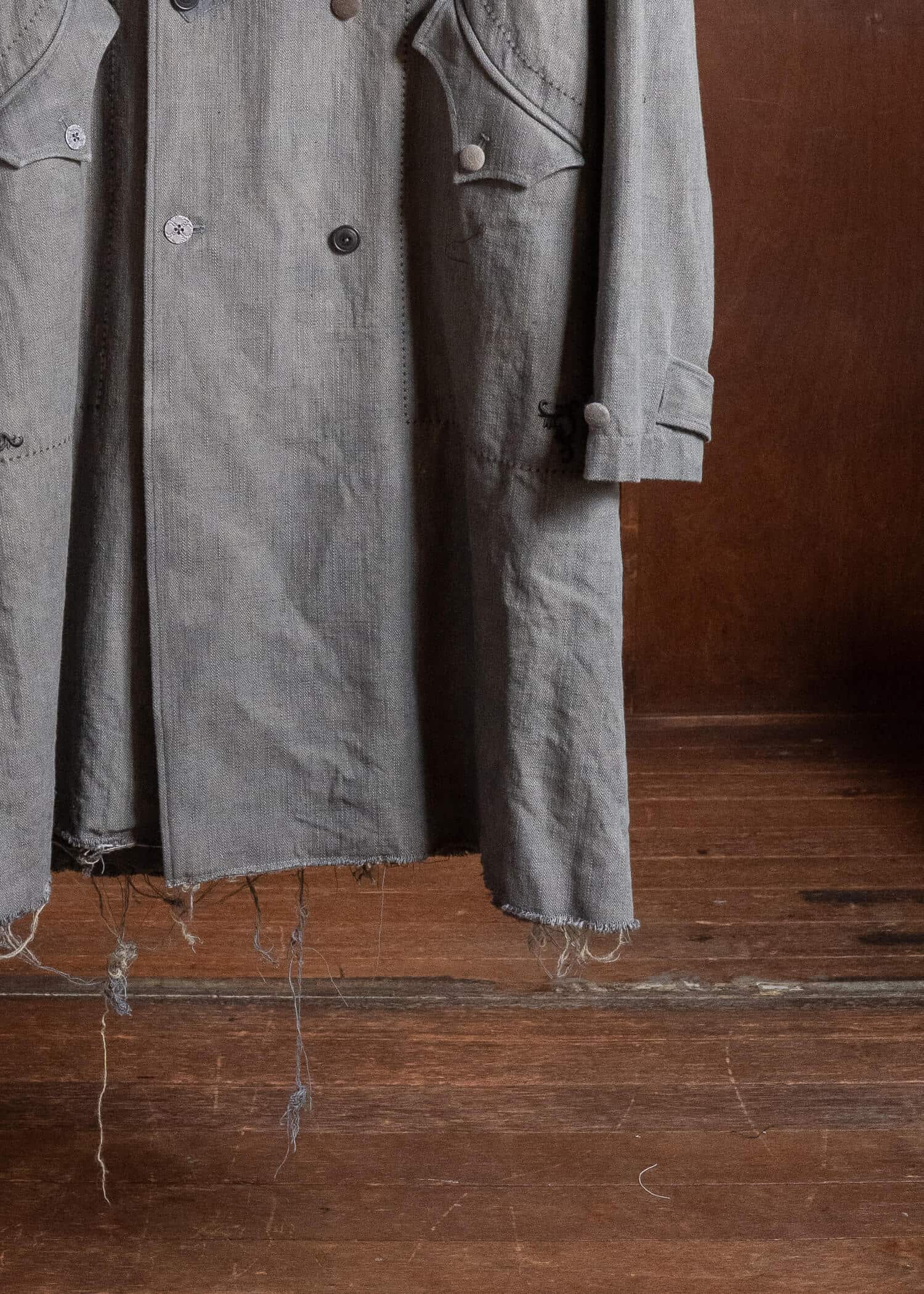 Professor.E DOUBLE BREASTED LONG COAT NATURAL DYED GREY 26FW-FM-LC-03