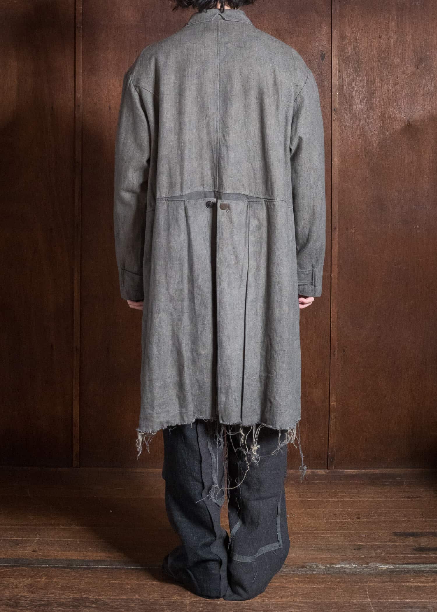 Professor.E DOUBLE BREASTED LONG COAT NATURAL DYED GREY 26FW-FM-LC-03