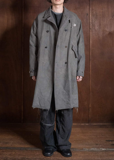 Professor.E DOUBLE BREASTED LONG COAT NATURAL DYED GREY 26FW-FM-LC-03
